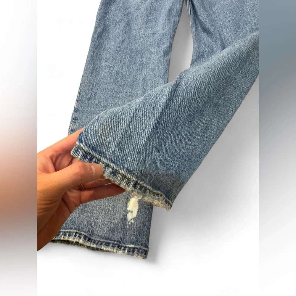 Abercrombie & Fitch The Dad High Rise Distressed Straight Leg Jeans 28/6R